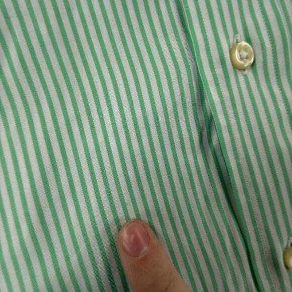 Ralph Lauren Men Button Up Shirt Long Sleeve Green Striped Classic 16.5 34/35 - Picture 16 of 16